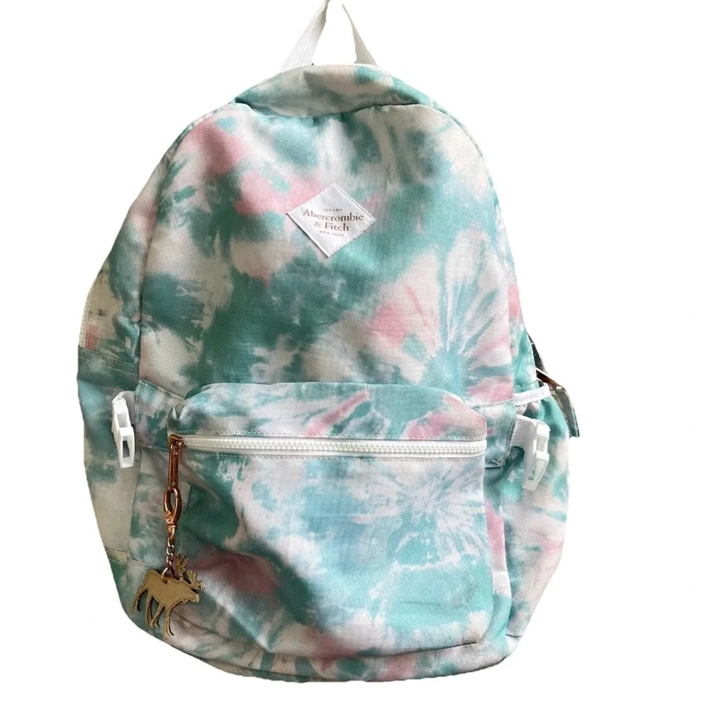 Abercrombie & Fitch Pastel Green Pink Girls‎ School Backpack Moose Charm